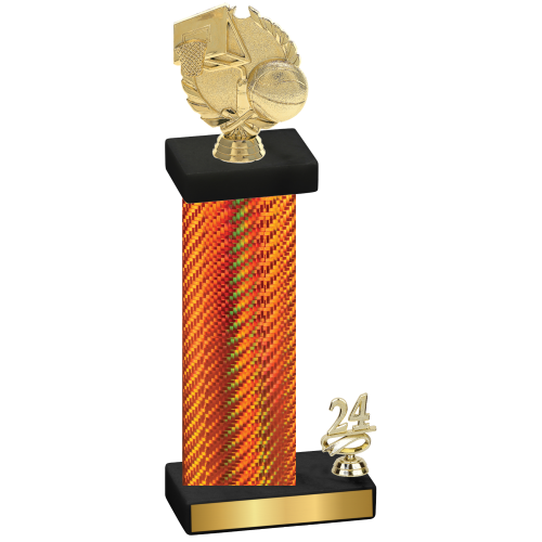 Accented Single Orange Carbon Fiber Year Basketball Trophy