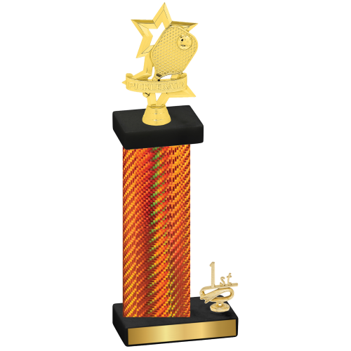 Accented Single Orange Carbon Fiber First Place Pickleball Trophy