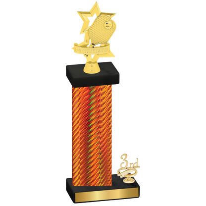 Accented Single Orange Carbon Fiber Third Place Pickleball Trophy