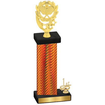 Accented Single Orange Carbon Fiber First Place Pickleball Trophy