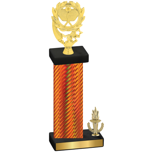 Accented Single Orange Carbon Fiber Victory Pickleball Trophy