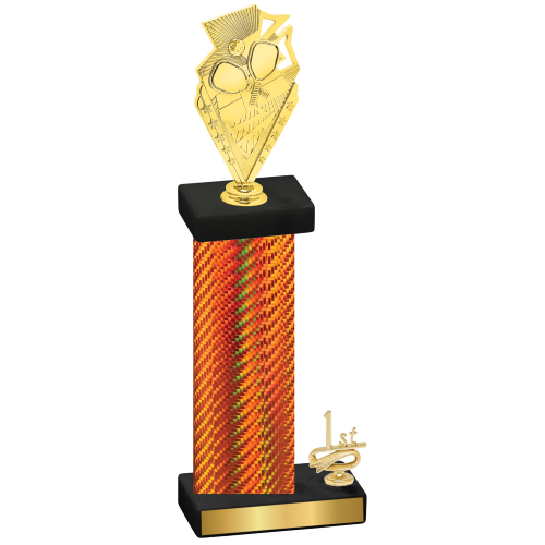 Accented Single Orange Carbon Fiber First Place Pickleball Trophy