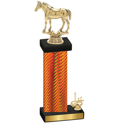 Accented Single Orange Carbon Fiber First Place Horses Trophy