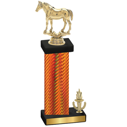 Accented Single Orange Carbon Fiber Victory Horses Trophy