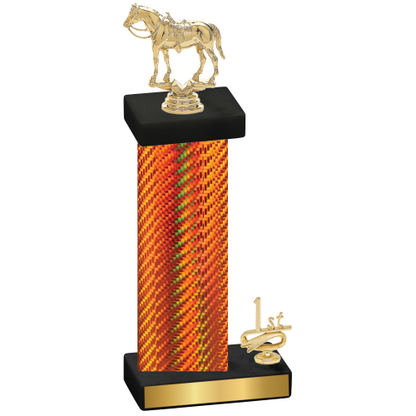 Accented Single Orange Carbon Fiber First Place Horses Trophy