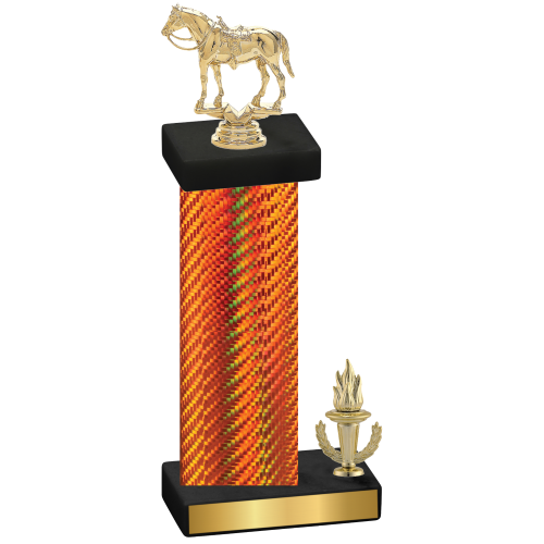 Accented Single Orange Carbon Fiber Victory Horses Trophy