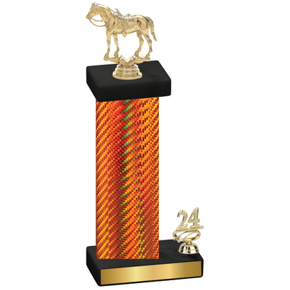 Accented Single Orange Carbon Fiber Year Horses Trophy