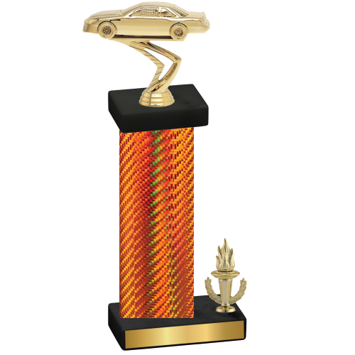 Accented Single Orange Carbon Fiber Victory Cars Trophy