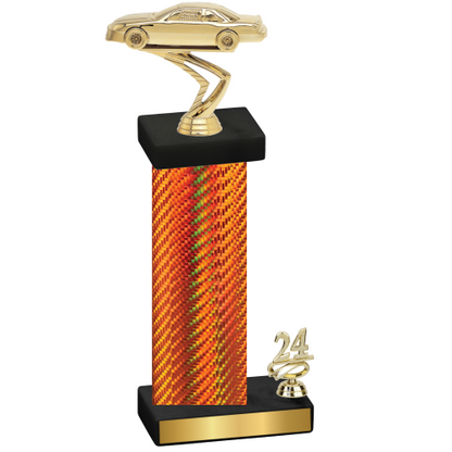 Accented Single Orange Carbon Fiber Year Cars Trophy