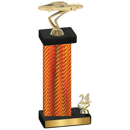 Accented Single Orange Carbon Fiber Year Cars Trophy