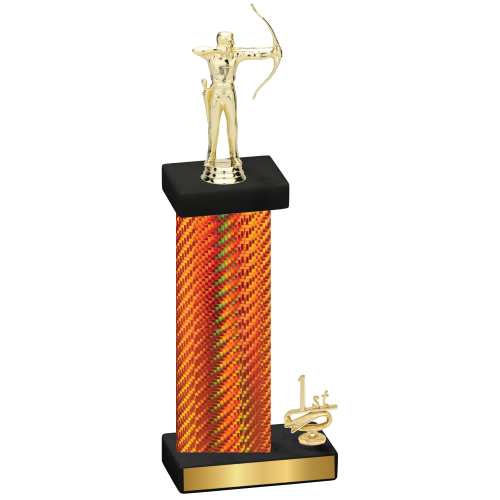 Accented Single Orange Carbon Fiber First Place Archery Trophy