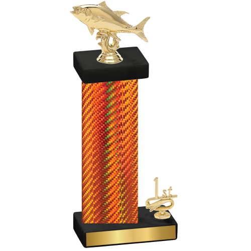 Accented Single Orange Carbon Fiber First Place Fishing Trophy