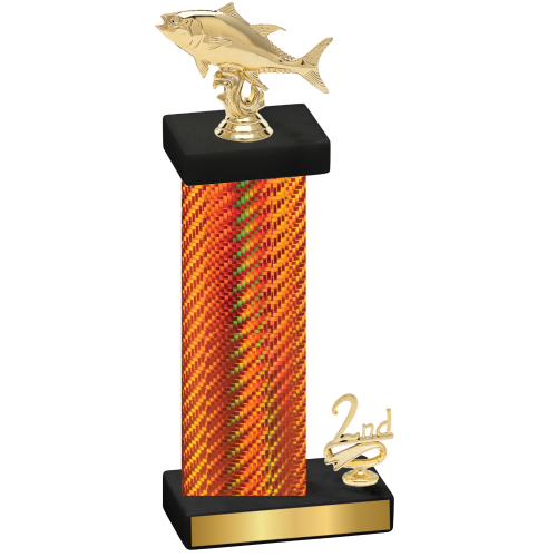 Accented Single Orange Carbon Fiber Second Place Fishing Trophy