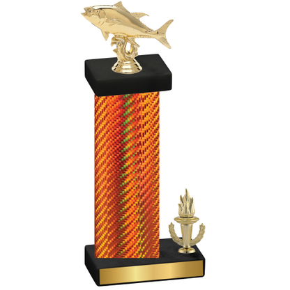 Accented Single Orange Carbon Fiber Victory Fishing Trophy