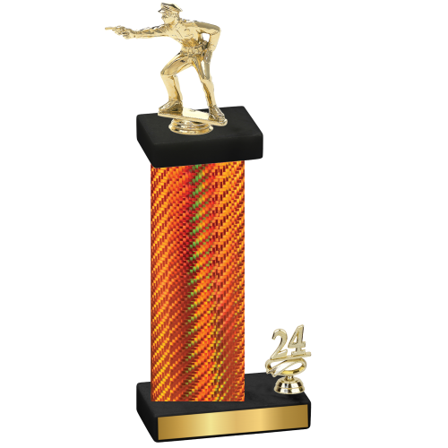 Accented Single Orange Carbon Fiber Year Shooter Trophy