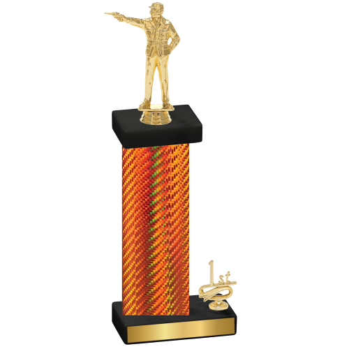 Accented Single Orange Carbon Fiber First Place Shooter Trophy