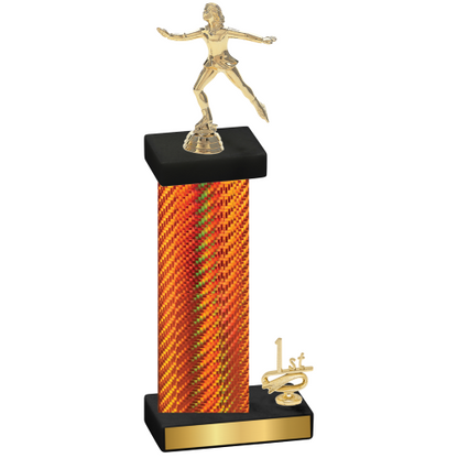 Accented Single Orange Carbon Fiber First Place Skater Trophy