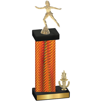 Accented Single Orange Carbon Fiber Victory Skater Trophy