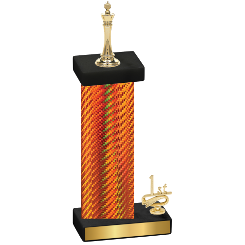 Accented Single Orange Carbon Fiber First Place Chess Trophy