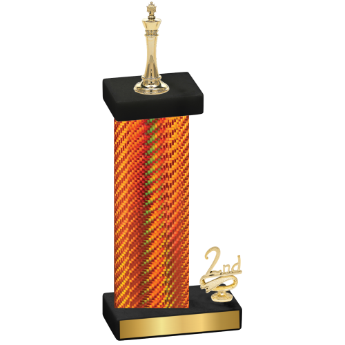 Accented Single Orange Carbon Fiber Second Place Chess Trophy