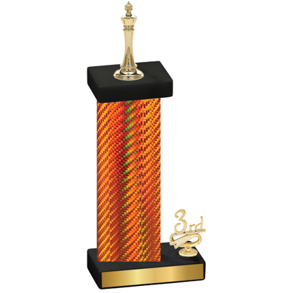 Accented Single Orange Carbon Fiber Third Place Chess Trophy