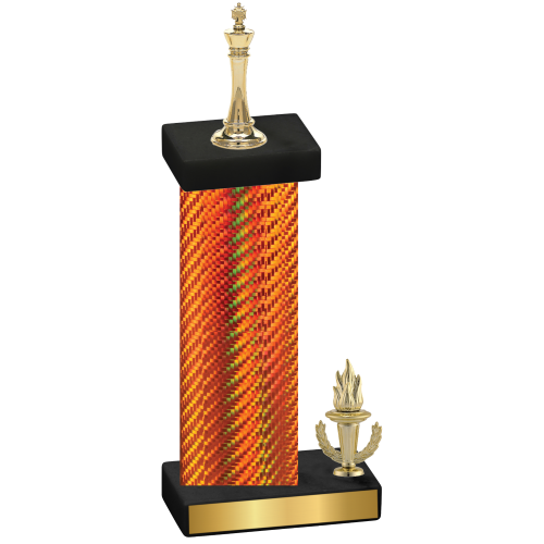 Accented Single Orange Carbon Fiber Victory Chess Trophy