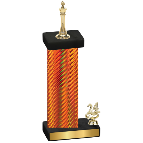 Accented Single Orange Carbon Fiber Year Chess Trophy