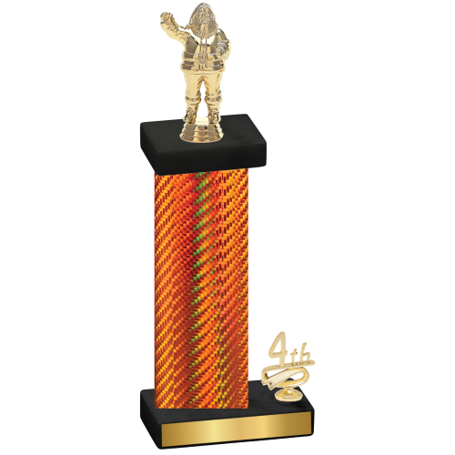 Accented Single Orange Carbon Fiber Fourth Place Holiday Trophy