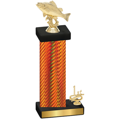 Accented Single Orange Carbon Fiber First Place Fishing Trophy