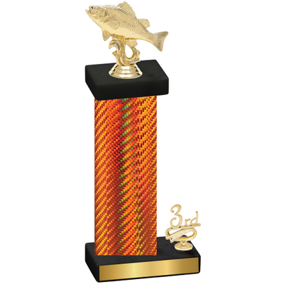 Accented Single Orange Carbon Fiber Third Place Fishing Trophy