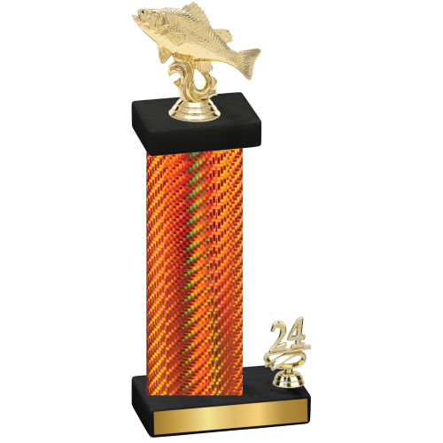 Accented Single Orange Carbon Fiber Year Fishing Trophy