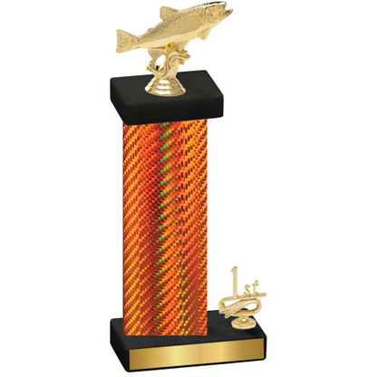 Accented Single Orange Carbon Fiber First Place Fishing Trophy