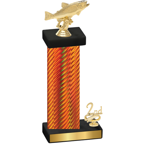 Accented Single Orange Carbon Fiber Second Place Fishing Trophy