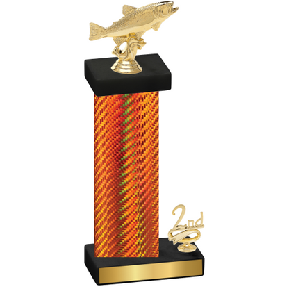 Accented Single Orange Carbon Fiber Second Place Fishing Trophy