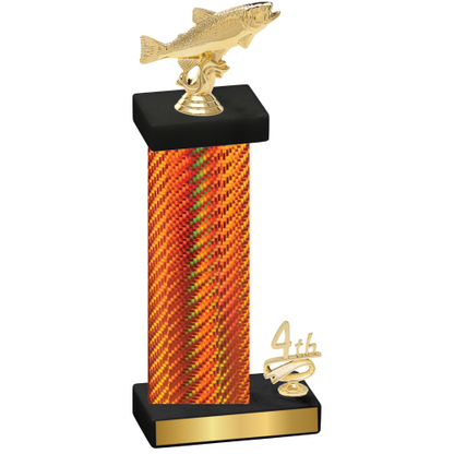 Accented Single Orange Carbon Fiber Fourth Place Fishing Trophy