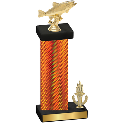 Accented Single Orange Carbon Fiber Victory Fishing Trophy