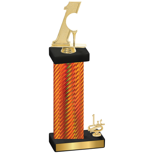 Accented Single Orange Carbon Fiber First Place Golf Trophy