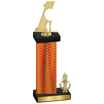 Accented Single Orange Carbon Fiber Victory Golf Trophy