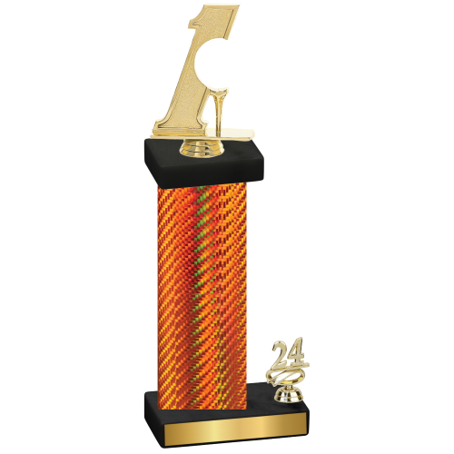 Accented Single Orange Carbon Fiber Year Golf Trophy