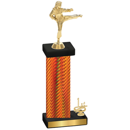 Accented Single Orange Carbon Fiber First Place Karate Trophy