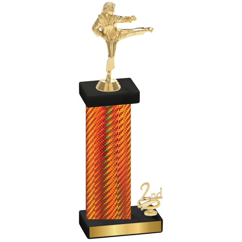 Accented Single Orange Carbon Fiber Second Place Karate Trophy