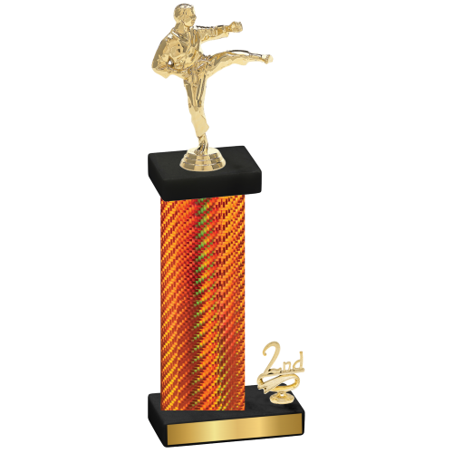 Accented Single Orange Carbon Fiber Second Place Karate Trophy