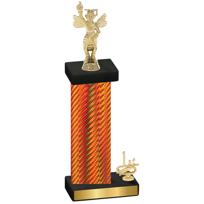 Accented Single Orange Carbon Fiber First Place Academics Trophy