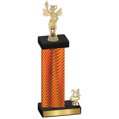 Accented Single Orange Carbon Fiber Year Academics Trophy