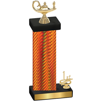 Accented Single Orange Carbon Fiber First Place Academics Trophy