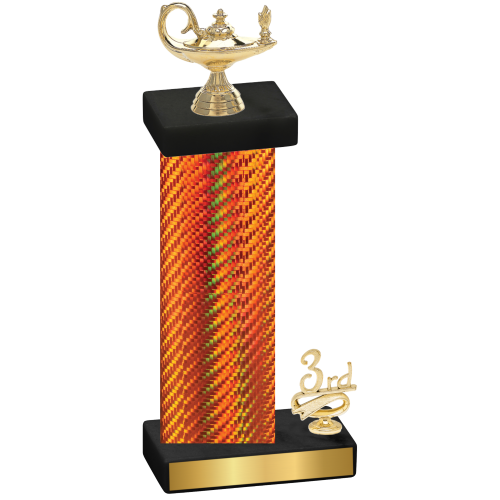 Accented Single Orange Carbon Fiber Third Place Academics Trophy