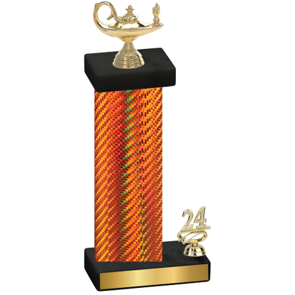 Accented Single Orange Carbon Fiber Year Academics Trophy