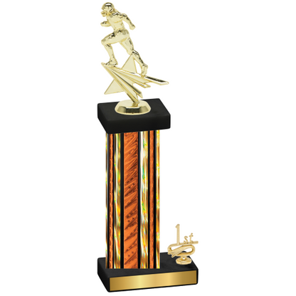 Accented Single Orange Glacier First Place Football Trophy