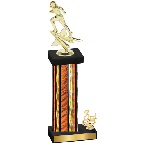 Accented Single Orange Glacier Third Place Football Trophy
