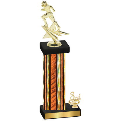 Accented Single Orange Glacier Third Place Football Trophy